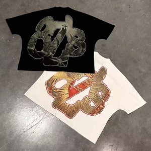 Camiseta de hombre OEM personalizada, de corte holgado y extragrande, con efecto desgastado, lavado ácido, estilo vintage, informal, de manga corta - Product Image 2