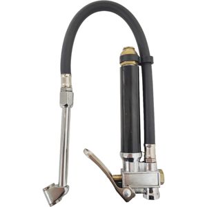 12 Inch Tire Inflator with Flexible Air Pressure Gauge 20-120 PSI Dual Head Chuck Aluminum Body Brass Valves - Product Image 4