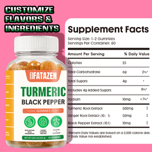 Customizable Alleviates Pain Inflammation Boosts Brain Cognitive Fast Recovery Natural Ingredients Turmeric Black Pepper Gummies - Product Image 6