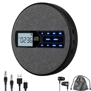 Lecteur CD portable rond en tissu avec écran LCD, haut-parleurs stéréo doubles, port USB/AUX, boombox audio mural - Product Image 2