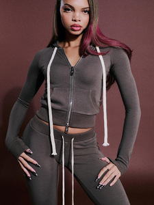 Conjunto de Sudadera con Capucha Informal de Gran Tamaño y Alta Calidad para Mujer, Conjunto de Dos Piezas Versátil de Ropa Casual Urbana para Mujer, Abiti a Giacca - Product Image 1