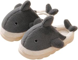 Chaussons d'intérieur en peluche pour garçon et fille, motif requin de dessin animé, en coton, chauds, doux, à semelle épaisse, pour l'hiver - Product Image 1