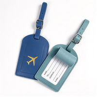 Étiquette de bagage et de sac d'avion en cuir PU avec logo personnalisé, porte-carte d'identité personnalisé pour les voyages et les affaires, étiquette souple