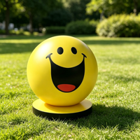 Sculpture en résine visage souriant de dessin animé, ornement artistique mignon, taille et forme personnalisées, pour décoration extérieure, jardin, table intérieure, parc, hôtel