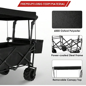 重型大容量折叠沙滩车可折叠多功能手推车户外野营手推车 - Product Image 4