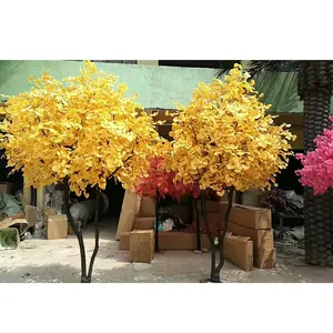 Árvore ginkgo artificial amarela de forma natural pequena, bonsai de árvore ginkgo biloba de 250 cm de altura para venda, árvore artificial preço ginkgo