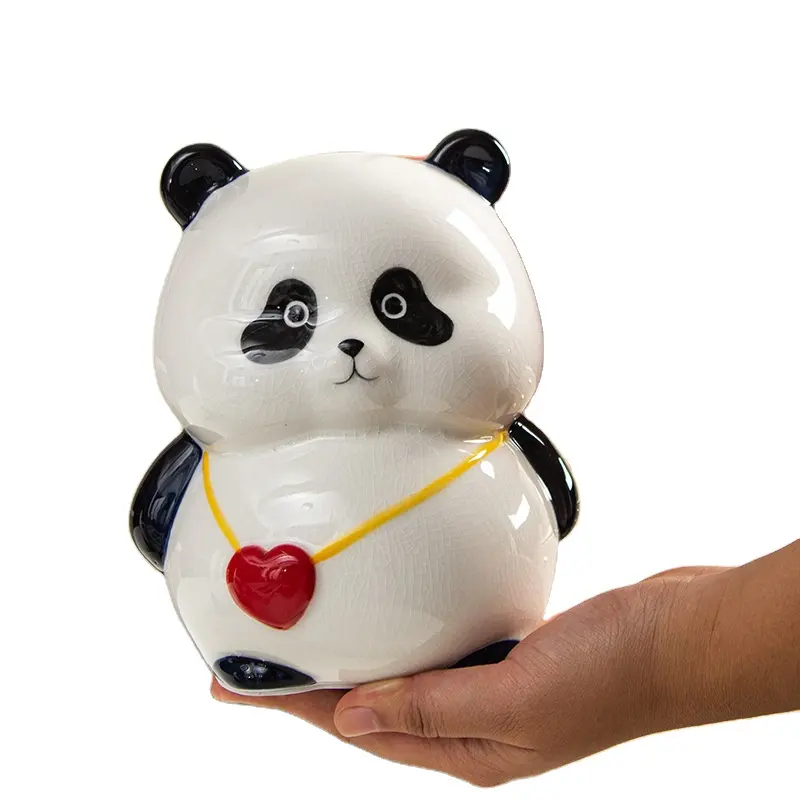 Keramische Panda-Ornamenten Met Geldbesparingen