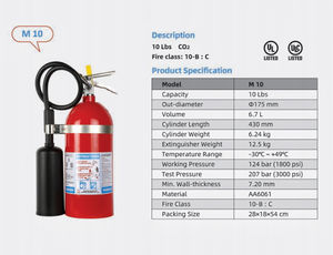 Extincteurs à CO2 portables certifiés UL en gros en usine - Product Image 2
