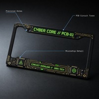 Cadres de plaque d'immatriculation modernes en plastique ABS durable personnalisés, motif matrice de circuit imprimé futuriste, pour véhicules électriques intelligents