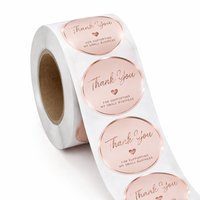 XJY Maßgefertigte Roségold-Folien Runde Dankeschön-Aufkleber-Rolle mit Logodruck, Niedriger MOQ Verpackungsaufkleber für Kleinunternehmen