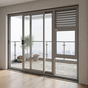 <span class=keywords><strong>Porte</strong></span> coulissante préfabriquée en aluminium avec design en treillis de verre pour vitrine, <span class=keywords><strong>porte</strong></span> d'entrée commerciale, portes de salon en verre - Product Image 4