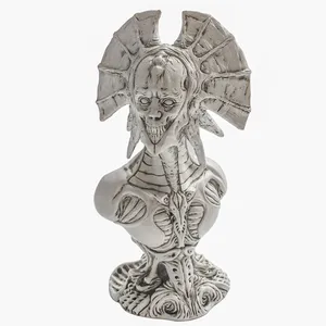 Zeer Gedetailleerde Polyresin Gehoornde Karmozijnrode Demon Schedel Met Hoorns Perfect Halloween Feestdecor Cadeau Verzamelbaar