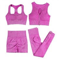 Conjunto Deportivo de Yoga de 2 Piezas con Cierre y Estampado para Mujer, Transpirable, Elástico en 4 Direcciones, para Gimnasio, Fitness, Entrenamiento y Running