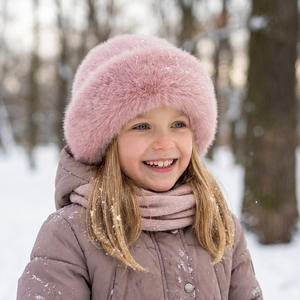 Зимняя теплая вязаная шапка-бини из искусственного меха для младенцев и малышей, на флисовой подкладке, утолщенная, ветрозащитная, всесезонная, унисекс, для детей и подростков - Product Image 2