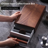 Boîte à café en bois de noyer, type tiroir, seau à résidus de café avec poignée en bois pour bar, café, cuisine, accessoire pour expresso