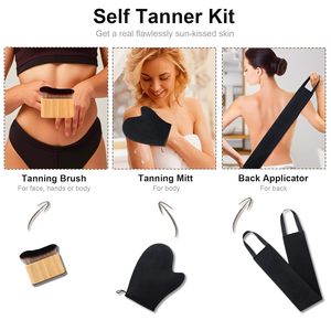 Kit de 3 gants applicateurs de bronzage auto-bronzant, brosse Kabuki et applicateur dorsal sans traces réutilisable, vente en gros, logo personnalisé - Product Image 5