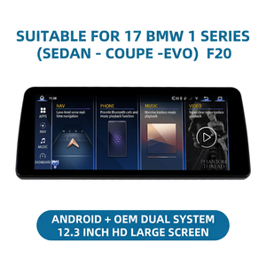 Écran multimédia autoradio Android double système HD 12,3 pouces pour BMW Série 1 F20 berline coupé EVO 2017 avec navigation GPS - Product Image 1