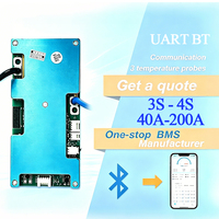 Sistema de Gestión de Baterías de Litio YDE 100A/120A/150A/200A LFP/NMC BMS Inteligente 3S/4S 12V UART con BT Integrado para Baja Velocidad