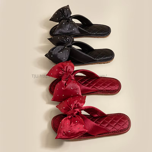 Zapatillas de boda chinas para mujer, accesorios de boda, lazo festivo para pareja, novedad, color rojo, venta directa de fábrica - Product Image 4