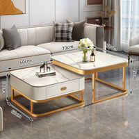 Table basse rectangulaire blanche de style moderne avec rangement, meubles de salon muraux et table basse