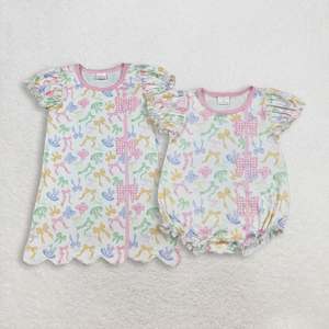 New Arrival Toddler Girls <b>Rainbow</b> Bows Print Casual Eco-Friendly Cute <b>Baby</b> Girl Flutter Sleeve Bubble Dress Outfit - Product Image 1