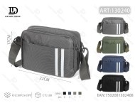 Borsa a tracolla sportiva orizzontale da uomo, media, in tessuto Oxford a righe, con chiusura a zip, per attività all'aperto - Product Image 1