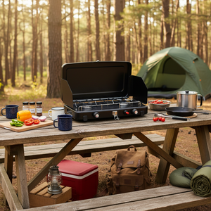 BBQ-118 Réchaud <span class=keywords><strong>à</strong></span> <span class=keywords><strong>gaz</strong></span> portable en acier laminé <span class=keywords><strong>à</strong></span> froid <span class=keywords><strong>à</strong></span> double usage Cuisine en plein air <span class=keywords><strong>2</strong></span> Utilisation en camping-car Allumage automatique Haute efficacité - Product Image 6