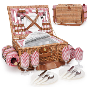 Thân Thiện Với Môi <span class=keywords><strong>Mini</strong></span> Set 4 Người Wicker Dã Ngoại Giỏ Cho Dã Ngoại Rượu Vang Giá Mây - Product Image 6