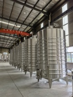 Cuve de fermentation de vin en acier inoxydable de 1500 L pour vignobles, fermentateur industriel de vin rouge avec chemise de refroidissement et CIP