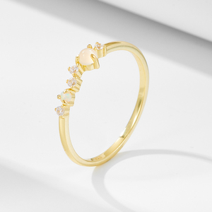 Fashion 925 Sterling Silver <strong>Gold</strong> Plated Marquise <strong>Opal</strong> Diamond Cz Zircon Band <strong>Rings</strong> - Product Image 4