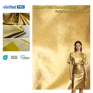 PU箔加工生地 ゴールド スパンデックス/ポリエステル ストレッチ 軽量 ソフト 快適 ガールズ ドレスパンツ＆スカート Tangshine - Product Image 1