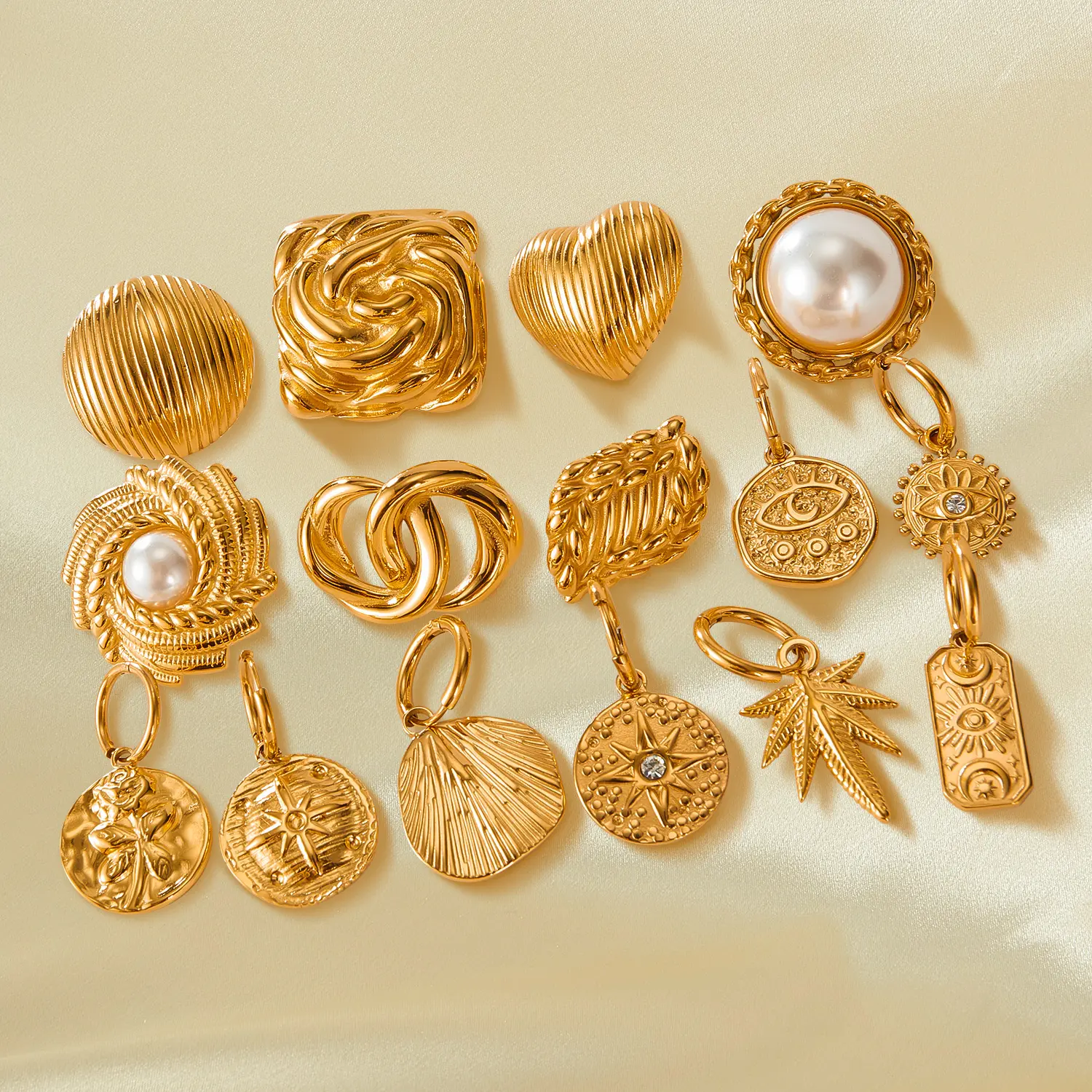 Colección de pendientes OPK, pendientes ligeros de moda de lujo de acero inoxidable simples, regalos de joyería para mujeres