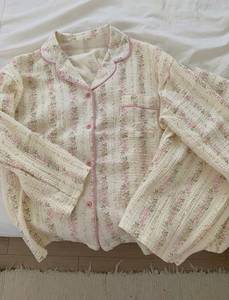 <span class=keywords><strong>Pigiama</strong></span> da Donna in <span class=keywords><strong>Cotone</strong></span> Bubble Personalizzato, Maniche Lunghe, Set <span class=keywords><strong>Pigiama</strong></span> Rosa con Fiori - Product Image 6