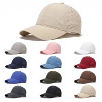 Gorra de Béisbol de 6 Paneles, de Secado Rápido, Perforada con Corte Láser, Ligera, Transpirable, Ajustable, Lisa, Deportiva, para Hombres y Mujeres