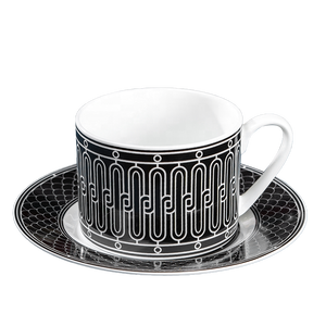 Nouvelles conceptions, ensemble de tasses à café et à thé en céramique décorées de rayures noires de luxe, ensemble de café en porcelaine fine - Product Image 6