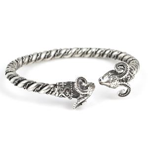 NUSRET Women's Romantic 925 Sterling Silver Ram Head <b>Torque</b> <b>Bracelet</b> Handmade Turkish Twisted Jewelry - Product Image 2
