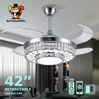 Ventilateur de plafond en acrylique cristal de 42 pouces avec lumière, 6 CCT, moteur DC haute vitesse, application intelligente, télécommande pour salle à manger, bureau, OEM ODM