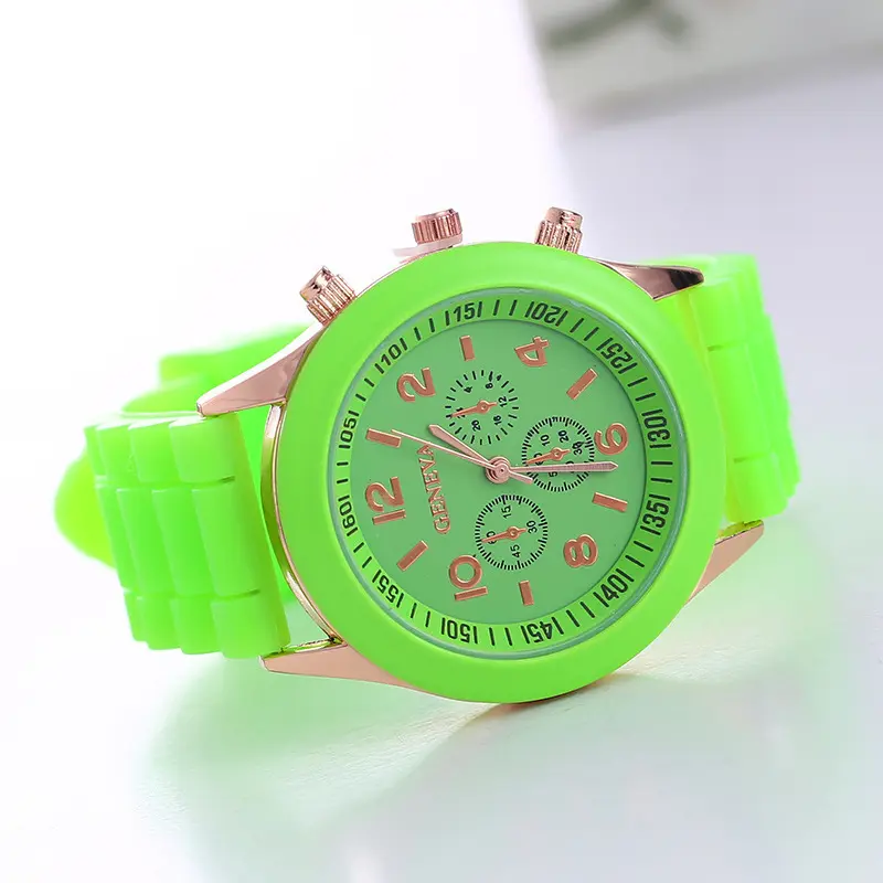 Fashionable silica gel watch beautiful color jelly student sport wristwatch casual watch