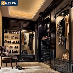 Kelen 2024 Systemen Moderne Aangepaste Organizer Meubels Eiken Glijbaan Glazen Deur Mdf Walkin Houten Customis Massief Houten Slaapkamer Garderobe