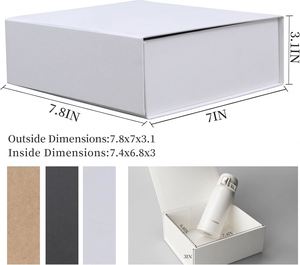 White <b>Gift</b> <b>Box</b> with Lid, 7.8x7x3.1 Magnetic Closure <b>Small</b> <b>Box</b> for Men - Wedding, Birthday, Graduation Packaging - Product Image 2