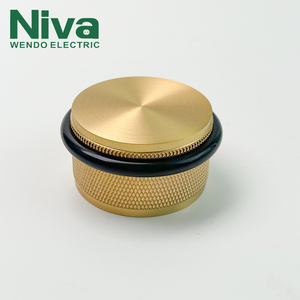 Fermaporta Universale Niva a Pavimento, Accessorio per Camera da Letto, in Ottone Massiccio Zigrinato, Fermaporta in Ottone e Gomma - Product Image 1