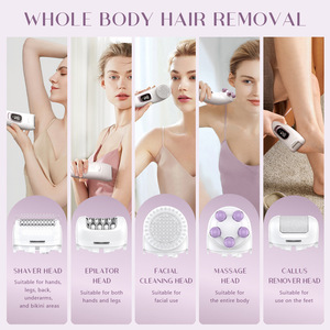 Depiladora eléctrica 5 en 1 con luz LED y puerto tipo C para mujeres, depilación de cuerpo completo, uso en seco y húmedo - Product Image 3