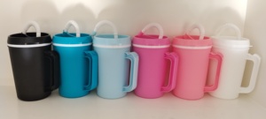 Nuevo Vaso Térmico de Doble Pared Mega PP de 22oz y 34oz con Asa, Logotipo Personalizado, Tapa de Plástico y Popote para Café de Viaje - Product Image 4