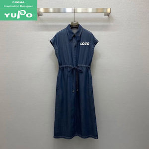 Droma Inspired Designer Denim Casual High End Luxury Women Dress for Party with Sashes - Product Image 3