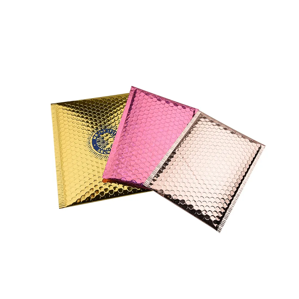 In stock customized color and size bubble mailer rose gold padded envelopes bag bubble metallic poly mailer