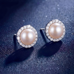 Elegant S925 <b>Silver</b> Freshwater Pearl <b>Stud</b> Earrings Zircon Floral Leaf Jewelry for Women Wedding Bridal Anniversary Gift - Product Image 4
