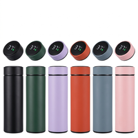 Bouteille d'eau isotherme intelligente en acier inoxydable à double paroi de 500 ml avec affichage numérique LED de la température – Vente en gros