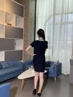 Robe mi-longue d'affaires de bureau de travail pour femmes ensembles de manches courtes robe crayon d'affaires de style mince