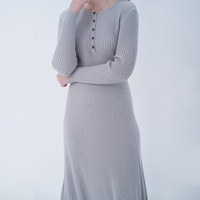 Robe à volants pour femmes, pull à manches longues, tricoté, couleur unie, vêtement grande taille, vente en gros,