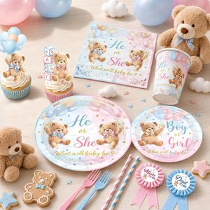 Decoraciones para Revelación de Género con Arco de Globos Rosa y Azul, Cajas para Bebé, Vajilla, Adornos para Pastel, Mantel y Fondo - Product Image 2